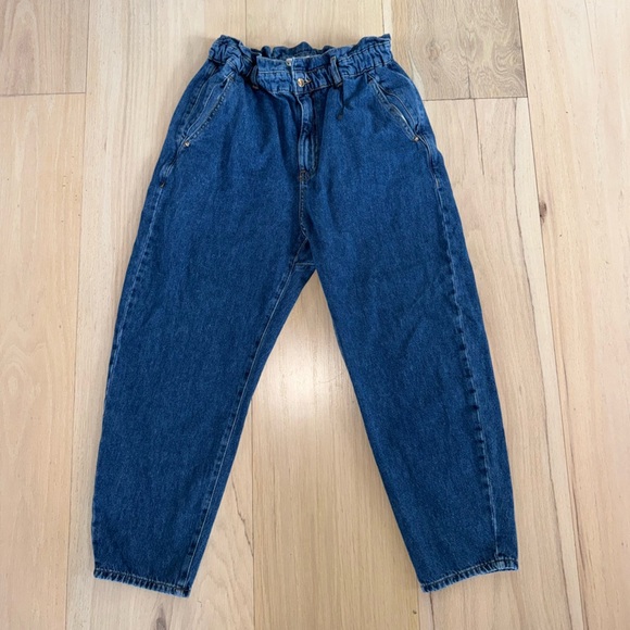 Zara Paperbag Denim Blue Jeans Size 10 - Picture 1 of 6